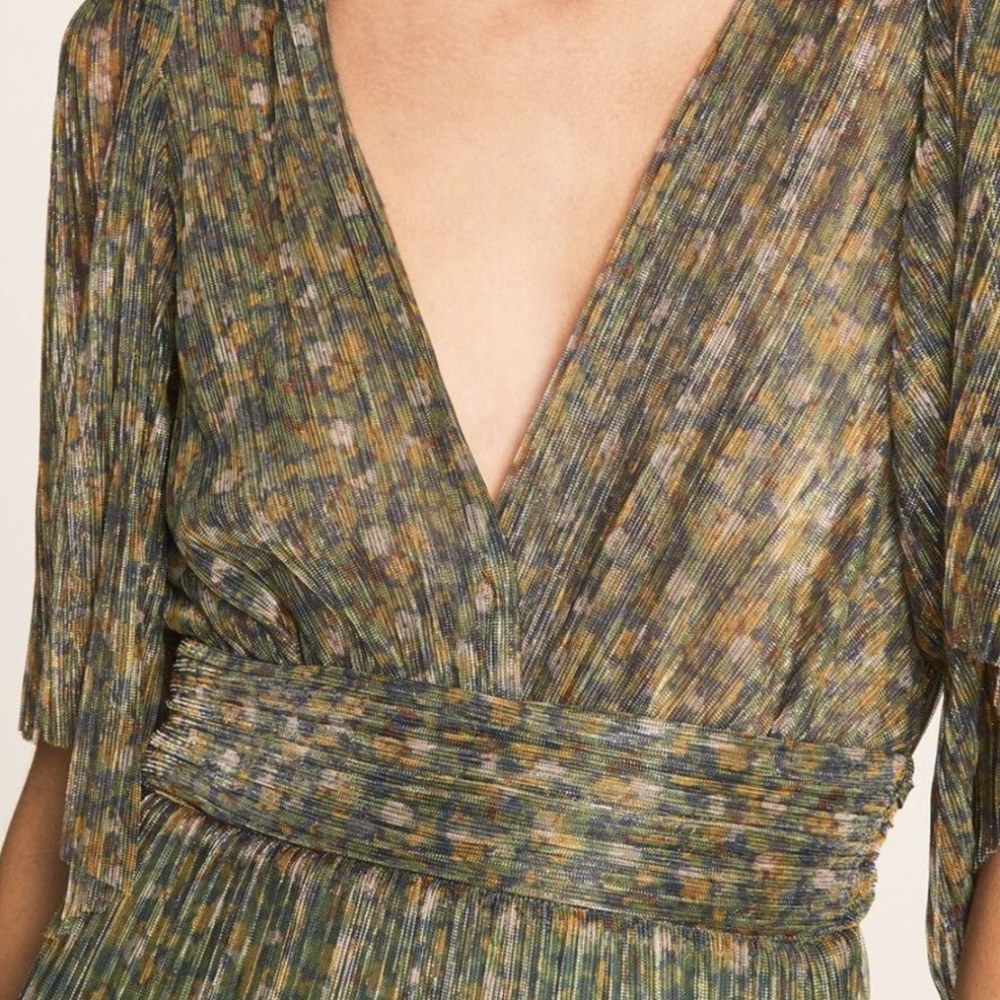 BA&SH PERLA GREEN GLITTER DRESS - Picture 5 of 8